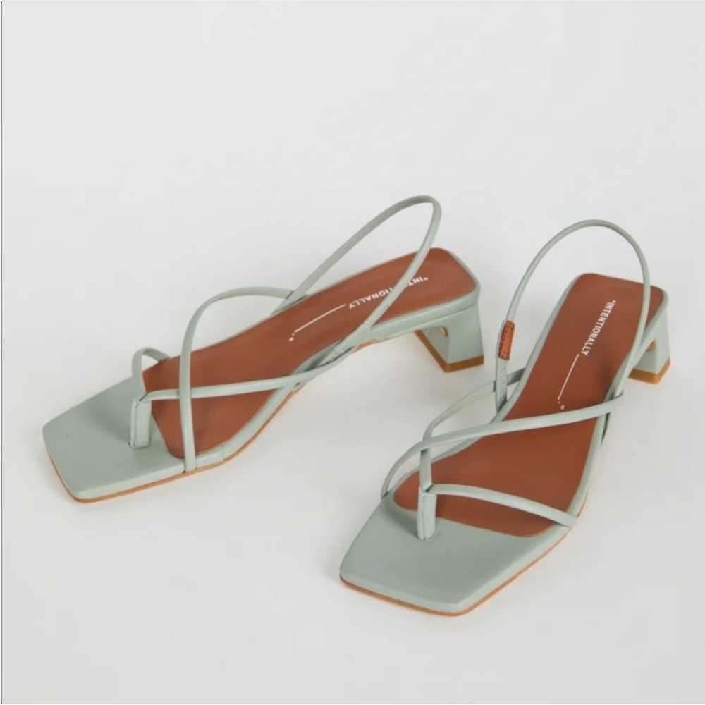 INTENTIONALLY BLANK Light Green Strappy Sandals